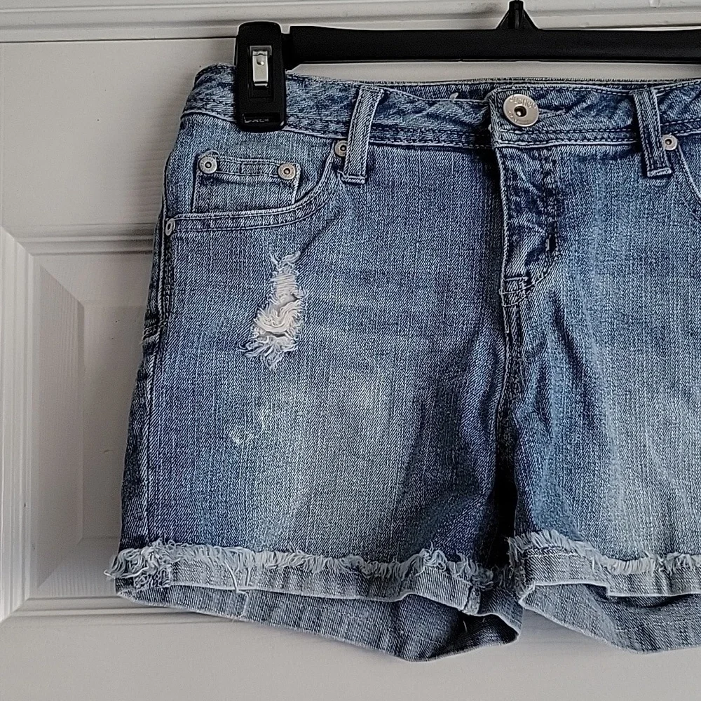 Justice Girl's Simply Low Cuffed Distressed Denim Shorts